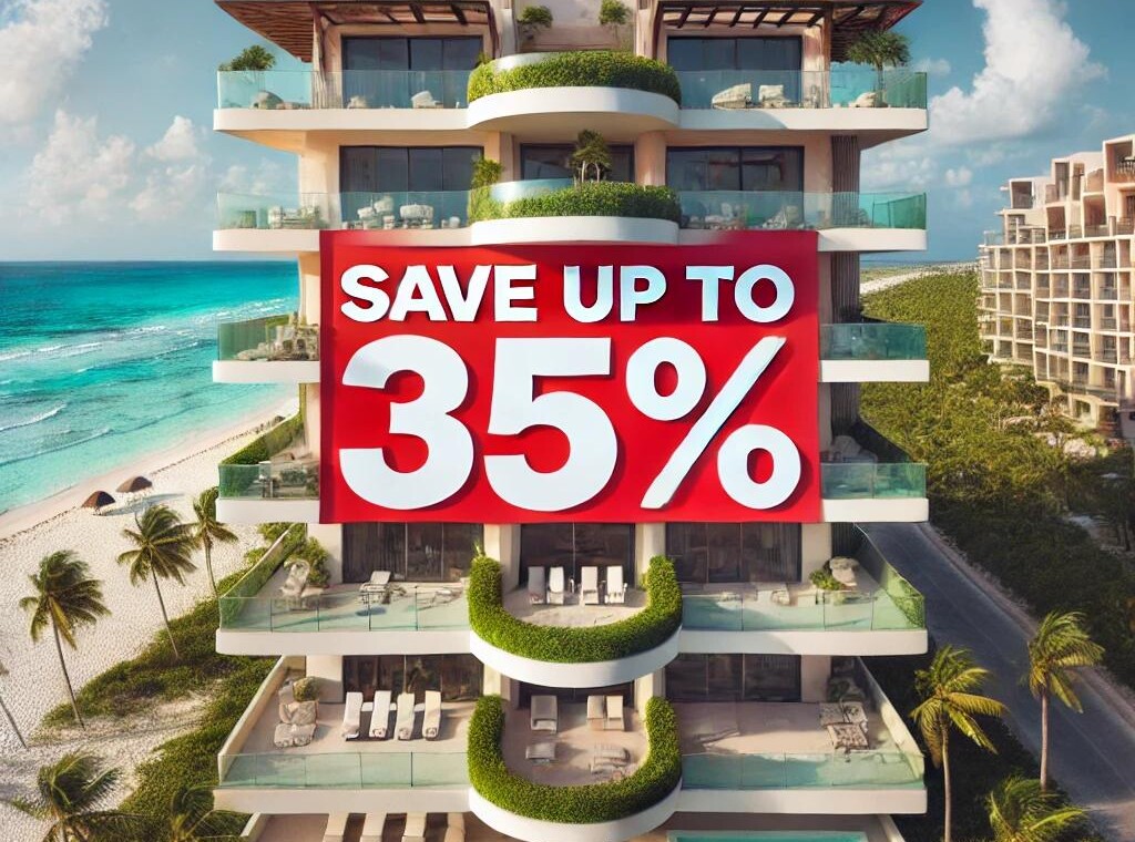 Beachfront condominium overlooking turquoise water and white sandy beaches in Playacar Phase 1, Playa del Carmen. Book directly to save up to 35%.